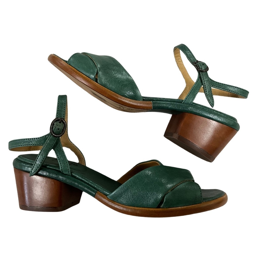 P. Monjo Green Leather Sandals, EU size 36.5, New in Box